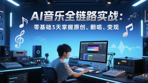 AI音乐全链路实战变现课：零基础3天掌握原创、翻唱、变现-网亿资源平台