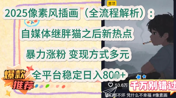 2025像素风插画(全流程解析)：自媒体继胖猫之后新热点，暴力涨粉，变现方式多元，全平台稳定日入多张-网亿资源平台