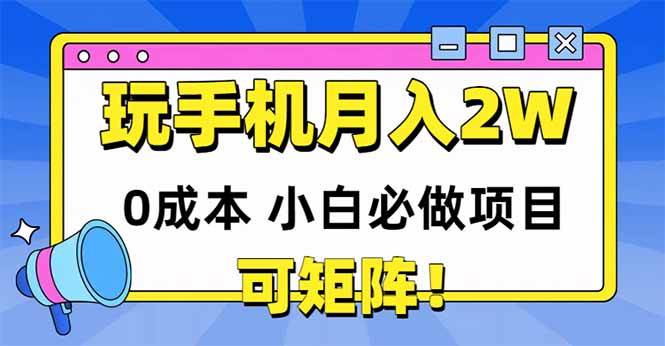 （14879期）玩玩手机月入20000+，0成本小白必做项目，可矩阵-网亿资源平台