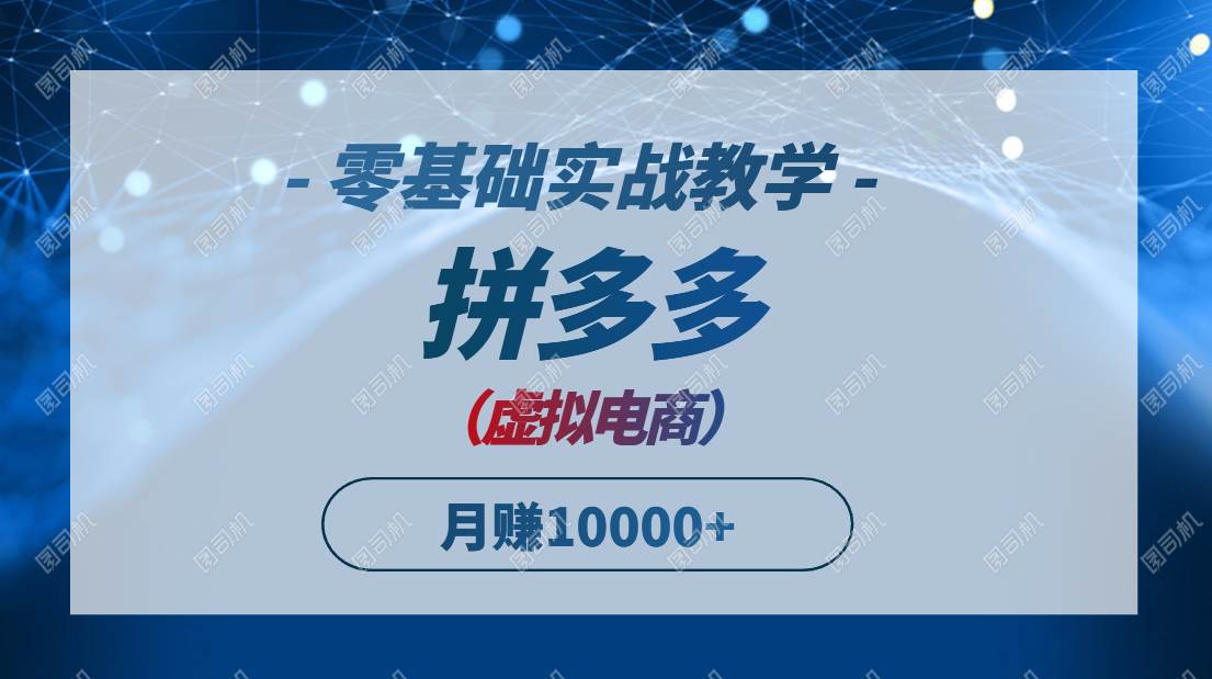 （14880期）拼多多虚拟电商，零基础实战教学，快速打爆商品，新手也能月入10000+-网亿资源平台