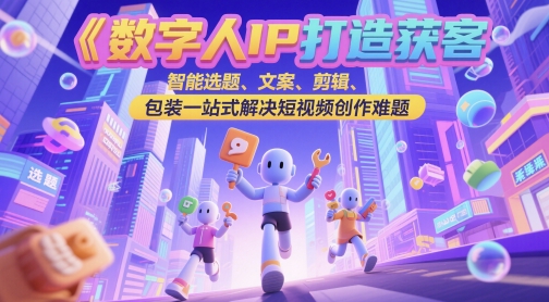 数字人IP打造获客变现实操课，智能选题、文案、剪辑、包装一站式解决短视频创作难题-网亿资源平台