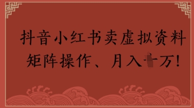 抖音小红书卖虚拟教辅、公务员资料，矩阵操作，月入1W+-网亿资源平台