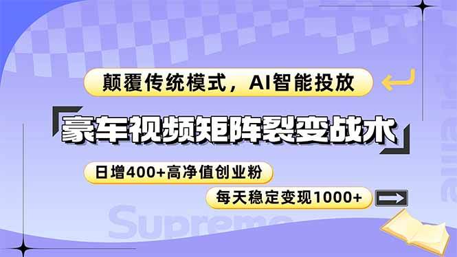 （14903期）豪车视频矩阵裂变战术，颠覆传统模式，AI智能投放，日增400+高净值创业…-网亿资源平台