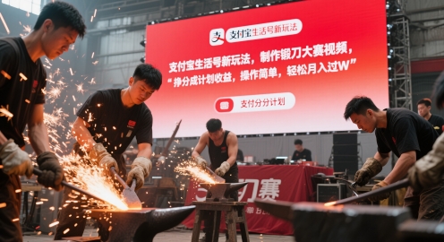 支付宝生活号新玩法，制作锻刀大赛视频，挣分成计划收益，操作简单，轻松月入过W-网亿资源平台