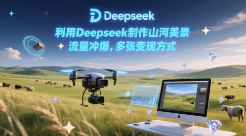 利用Deepseek制作山河美景，流量冲爆，多张变现方式-网亿资源平台