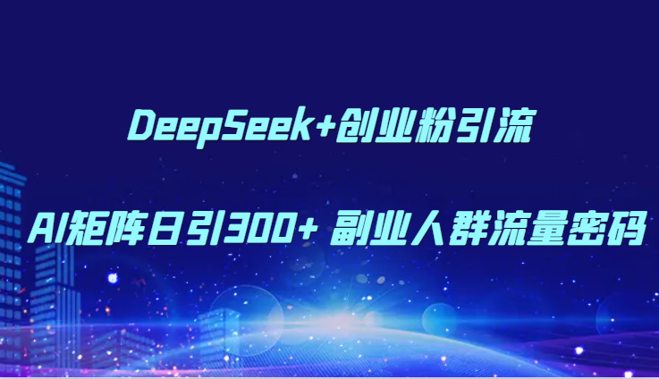 DeepSeek+创业粉引流 AI矩阵日引300+ 副业人群流量密码-邪修侠 - 演示