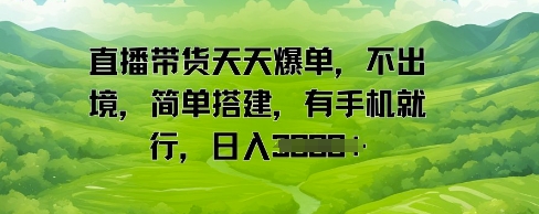 直播带货天天爆单，不出境，简单搭建，有手机就行，日入多张-网亿资源平台