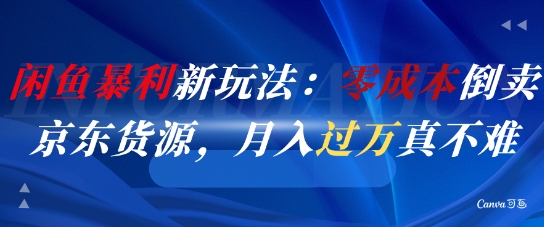 闲鱼暴利新玩法：零成本倒卖京东货源，月入过1W真不难-网亿资源平台