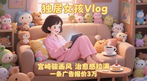 单个账号涨粉71W！用AI制作独居女孩Vlog，宫崎骏画风，治愈感拉满，一条广告报价3W-网亿资源平台