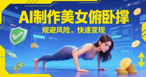 AI制作美女俯卧撑，规避风险，快速变现-网亿资源平台