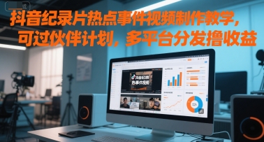 抖音纪录片热点事件视频制作教学，可过伙伴计划，多平台分发撸收益-邪修侠 - 演示