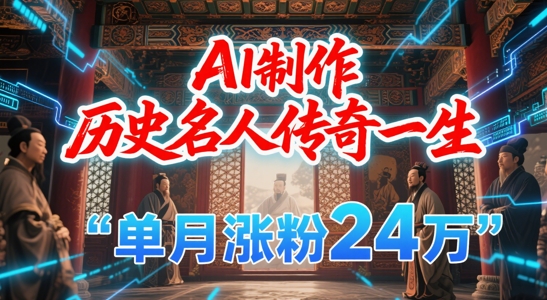 暴力起号！用AI制作历史名人传奇一生，单月涨粉24W，涨粉+变现赛道黑马来了-网亿资源平台