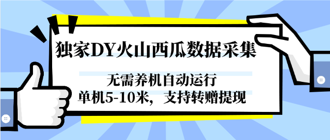 独家DY火山西瓜数据采集，无需养机自动运行，单机5-10米，支持转赠提现-邪修侠 - 演示