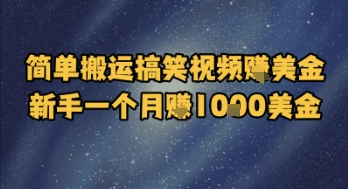 简单搬运搞笑视频挣美金,新手一个月入1k美金-邪修侠