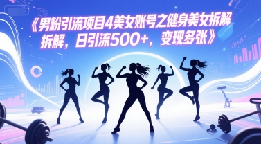 男粉引流项目4美女账号之健身美女拆解,日引流500+,变现多张