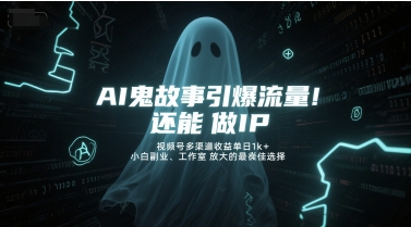 AI鬼故事引爆流量，还能做IP，视频号多渠道收益单日1k+，小白副业、工作室放大的最佳选择-邪修侠