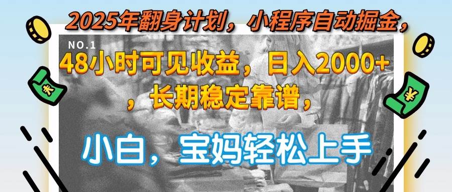（15082期）2025年翻身计划，小程序自动掘金48小时可见收益，日入2000+，长期稳定…-网亿资源平台