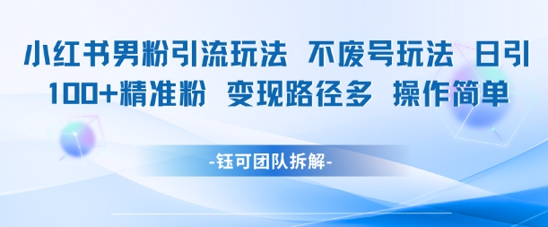 小红书男粉引流玩法不废号玩法日引100男粉变现路径多操作简单-邪修侠 - 演示