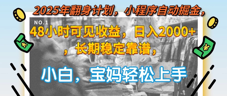 2025年翻身计划,小程序自动掘金48小时可见收益,日入2000+,长期稳定…-网亿资源平台