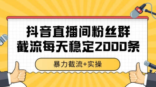 抖音直播间粉丝群暴力截流，一台电脑每天稳定2000条数据【揭秘】-网亿资源平台