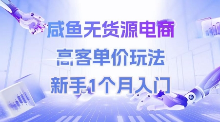 咸鱼无货源电商，高客单价玩法，新手1个月入门-网亿资源平台