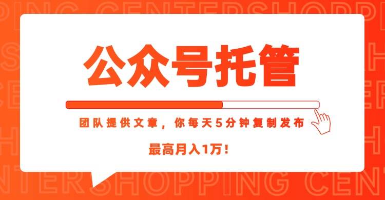 （15109期）【公众号托管 】我提供文章，你每天５分钟复制发布，最高月入1W-网亿资源平台