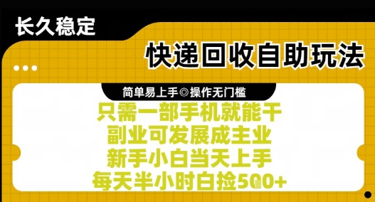 快递回收自助玩法，亲测只需一部手机就能干，新手小白当天上手，每天半小时白捡5张+【揭秘】-邪修侠 - 演示
