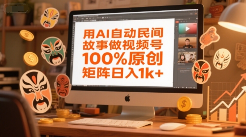 用AI自动民间故事做视频号，100%原创，矩阵日入1k+-网亿资源平台