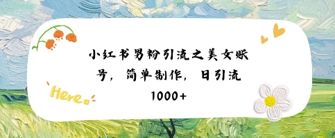 小红书男粉引流项目之美女账号6，简单制作，条条爆款原创，不违规-网亿资源平台