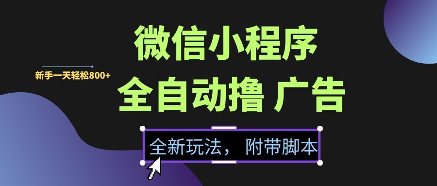 （15134期）微信小程序挂机撸广告，全新玩法，新手一天轻松800+【附带脚本】-网亿资源平台