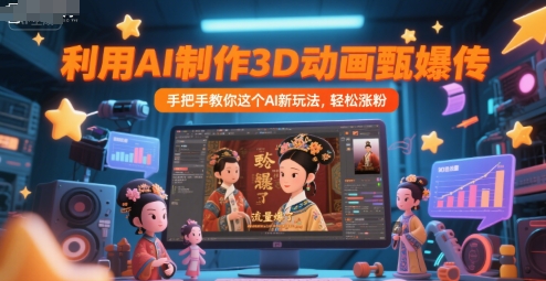 利用AI制作3D动画甄嬛传，流量爆了，手把手教你这个AI新玩法，轻松涨粉-网亿资源平台