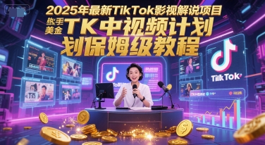 2025年最新TikTok影视解说项目，新手也能挣美金，TK中视频计划保姆级教程-邪修侠