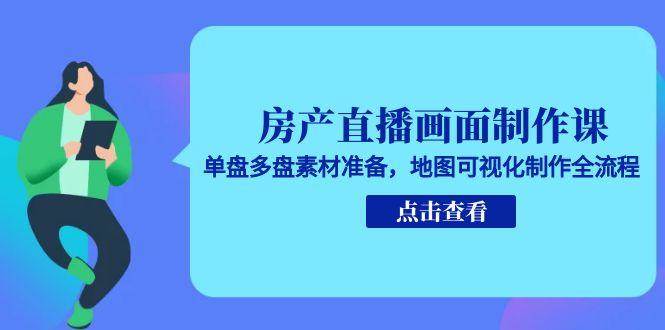（15156期）房产直播画面制作课，单盘多盘素材准备，地图可视化制作全流程-网亿资源平台