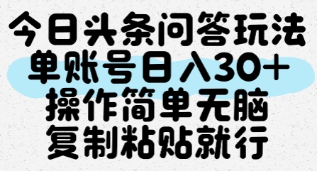 今日头条问答玩法，单账号日入30+，操作简单无脑复制粘贴就行-邪修侠 - 演示