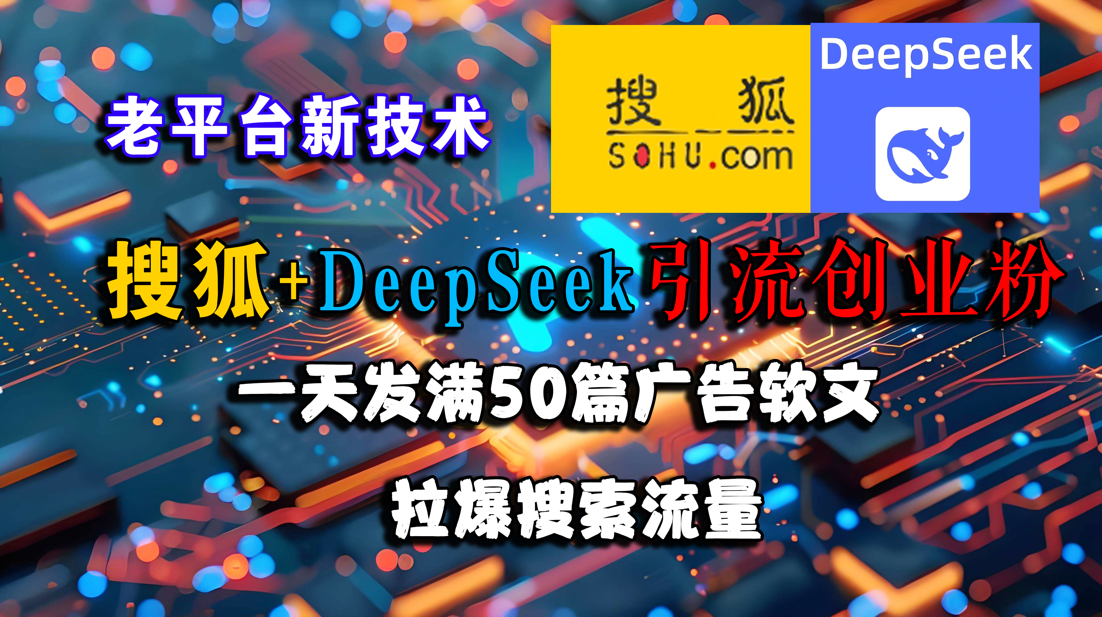 （15180期）搜狐+DeepSeek引流创业粉，老平台新技术 一天发满50篇广告软文，拉爆搜索流量-网亿资源平台