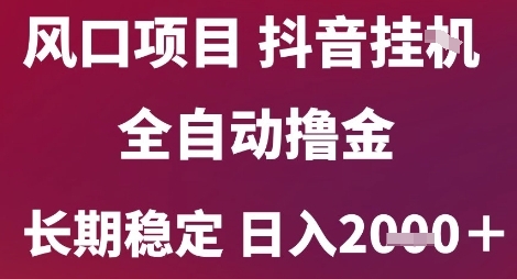 风口项目，六月最新玩法抖音无人挂G，全自动撸金，长期稳定 日入2k+【揭秘】-网亿资源平台