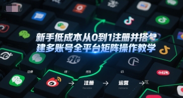 新手低成本从0到1注册并搭建多账号全平台矩阵操作教学，手机号-邮箱-IP-工具-网亿资源平台