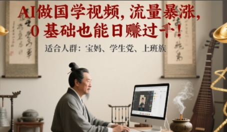 AI做国学视频，流量暴涨 ，0 基础也能日入多张-网亿资源平台