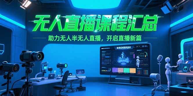 （15218期）无人直播课程汇总，含非实时防风技术，助力无人半无人直播，开启直播新篇-网亿资源平台