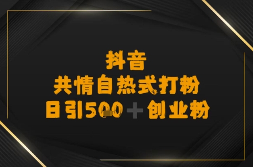 日引500+创业粉，抖音共情自热式打粉-网亿资源平台