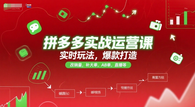 拼多多实战运营课，实时玩法，爆款打造，改销量，补大单，AB单，直播等（更新2025月）-网亿资源平台