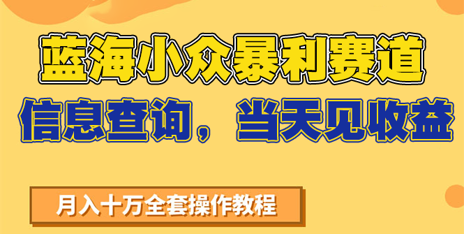 蓝海小众暴利赛道，信息查询，当天见收益，不讲玄学，7天搞了2万+-邪修侠 - 演示