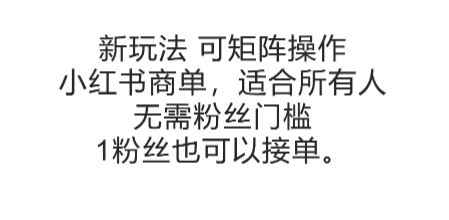 可矩阵操作，小红书商单新玩法，适合所有人，无需粉丝门槛，1粉丝也可以接单-网亿资源平台