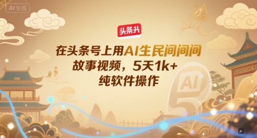 在头条号上用AI生民间故事视频，5天1k+，纯软件操作-邪修侠 - 演示