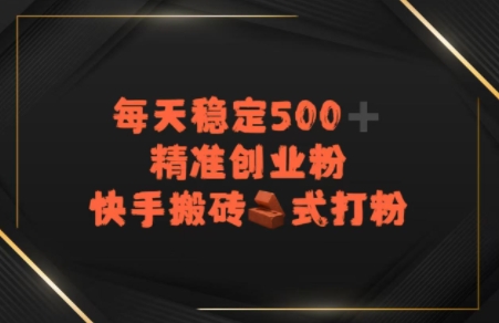 快手搬砖式打粉，每天稳定500+精准创业粉-网亿资源平台