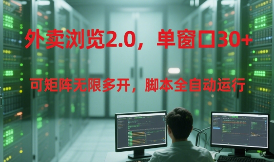 外卖浏览2.0，单窗口30+可矩阵无限多开，脚本全自动运行【揭秘】-网亿资源平台