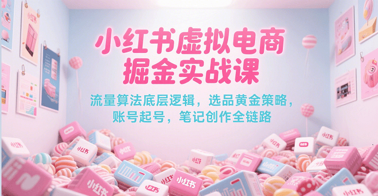 小红书虚拟电商掘金实战课，流量算法底层逻辑，选品黄金策略， 起号，笔记创作全链路-网亿资源平台