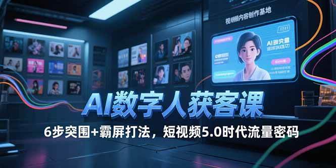 （15247期）AI数字人获客课，6步突围+霸屏打法，短视频5.0时代流量密码-网亿资源平台