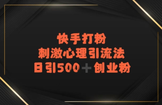 快手刺激心理引流法，日引500+精准创业粉-网亿资源平台