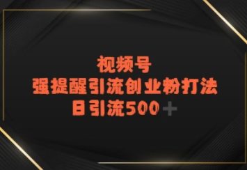 视频号强提醒引流，日引流500+精准创业粉？-网亿资源平台